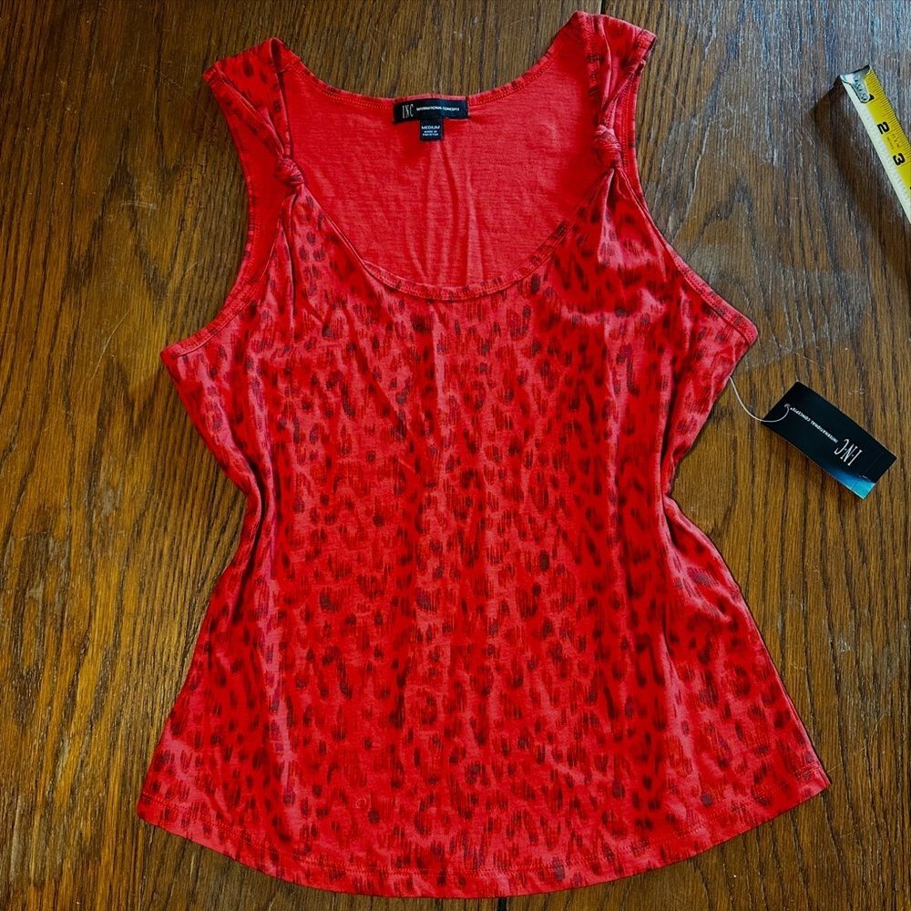 NWT Vintage 90s INC Orange Leopard Print Women's Tank Top